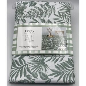 Lintex Home Ferns Vinyl Tablecloth 52 x 70 Rectangle Flannel‎ Back BBQ